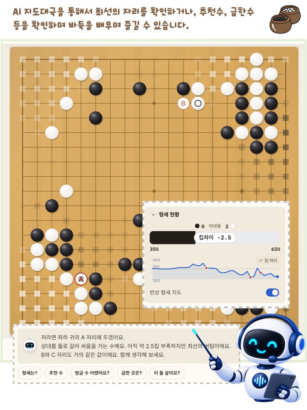 지도대국 — 선생님이 최선의 자리를 짚어주는 화면